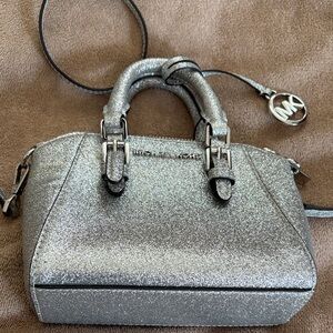 Michael Kors Silver Glitter Mini Satchel